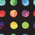 Seamless pattern with colored watercolor circles. Hand drawn vector illustration Royalty Free Stock Photo